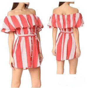 Faithfull-the-brand Women's Red and Cream Dress